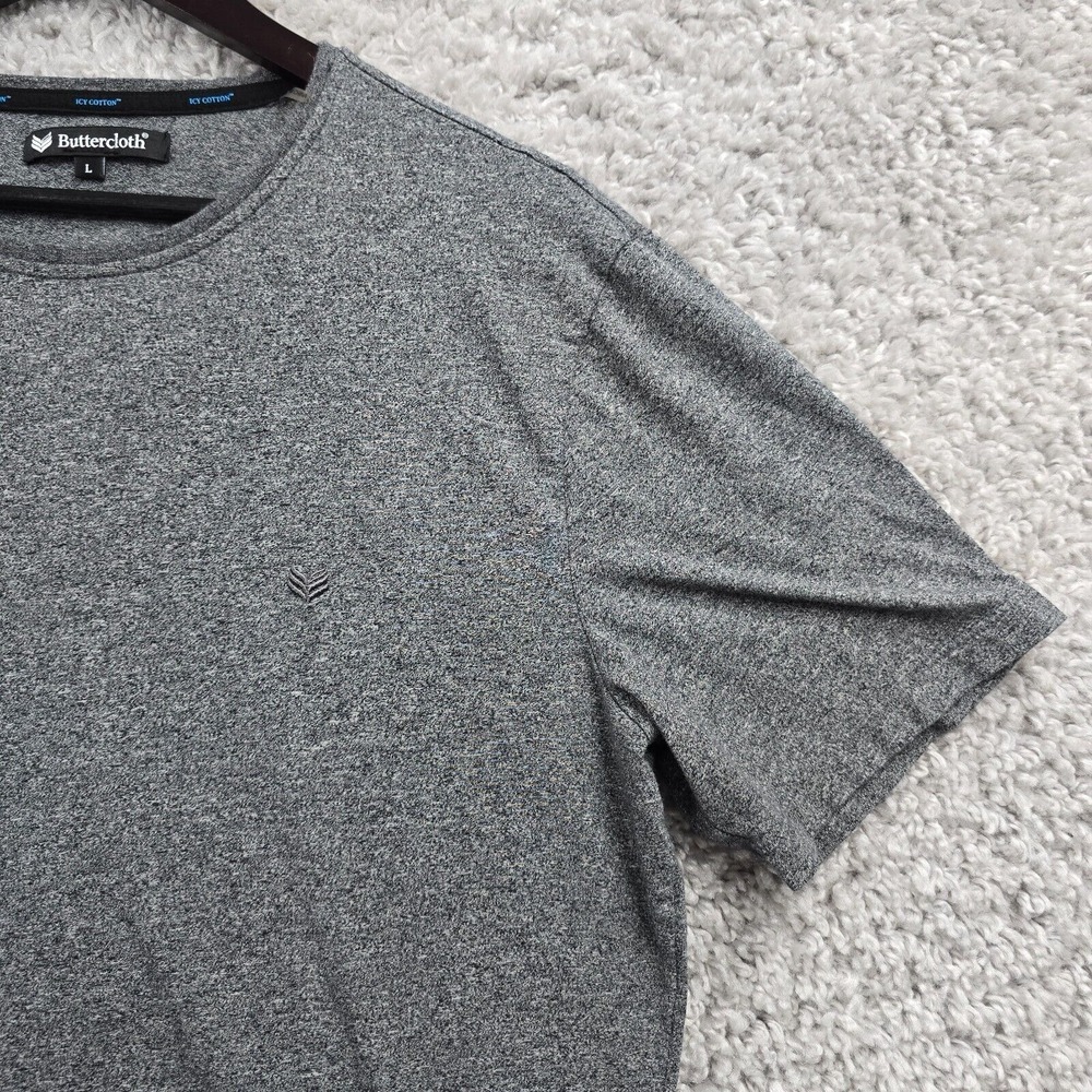 Buttercloth Mens Short Sleeve Cotton T Shirt Gray Size L Casual Active Basic - Picture 3 of 9
